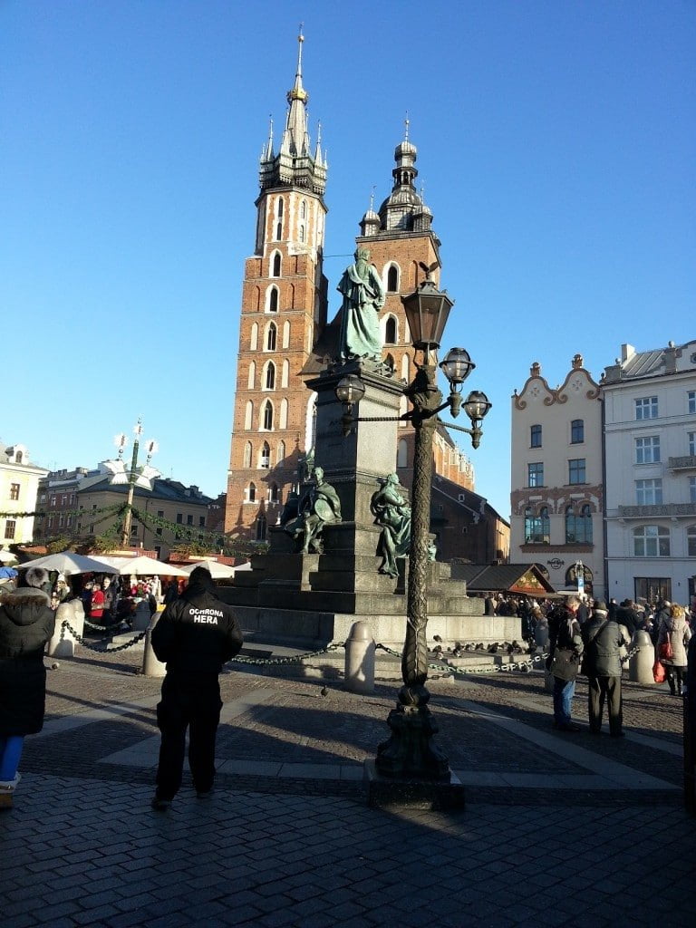 At the beautiful main square in Krakow