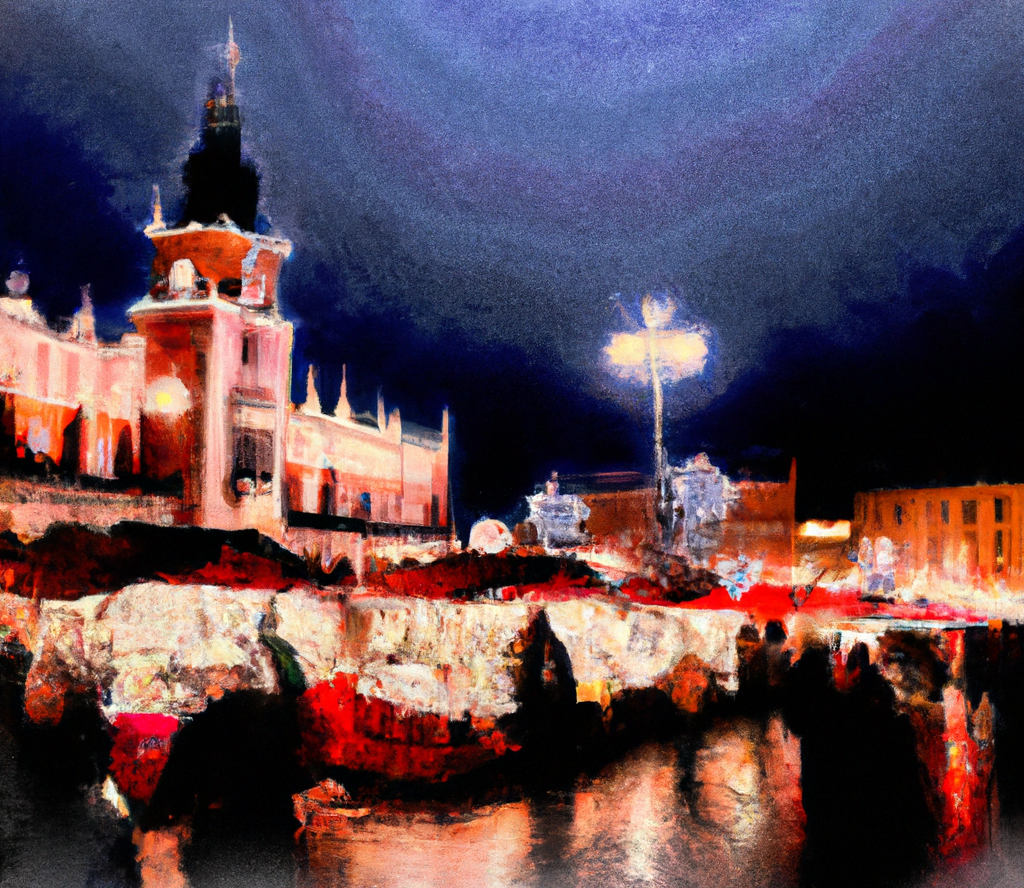 christmas market in krakow digital art